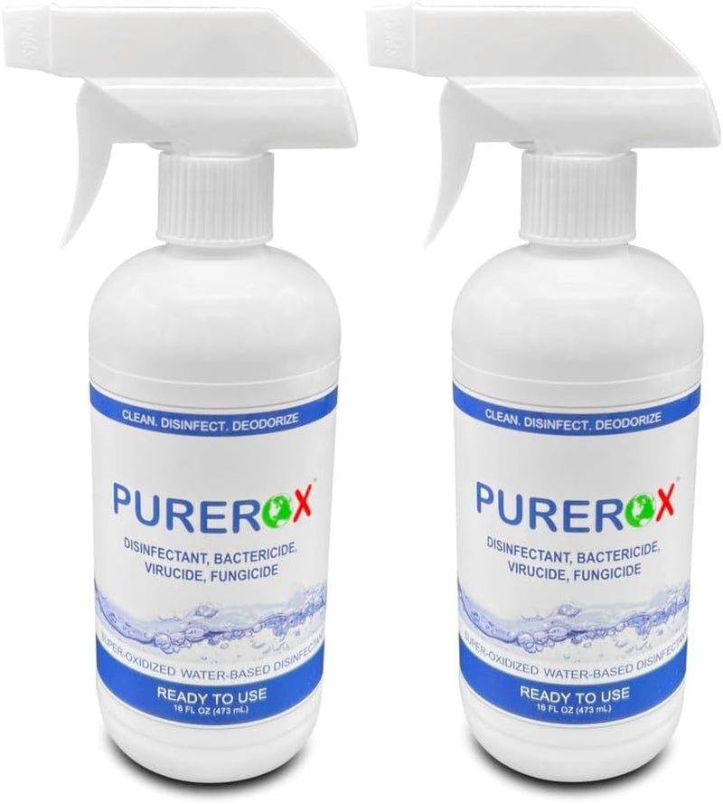 PUREROX disinfectant (16oz, 2pk) Eliminate 99.9999% MRSA, Norovirus, Viruses, Fungus, Bacteria. Hospital Grade. Safe for Use Anywhere. No residue. Suitable for All Surfaces. - Image 1